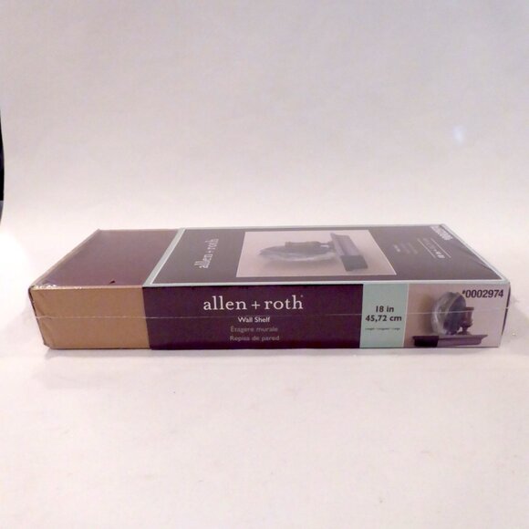 NEW 18” ALLEN + ROTH FLOATING WOOD WALL SHELF JAVA BROWN FINISH - Picture 5 of 15